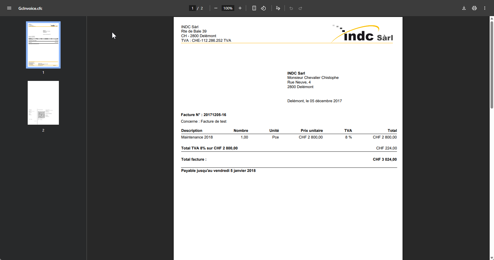 Génération de facture